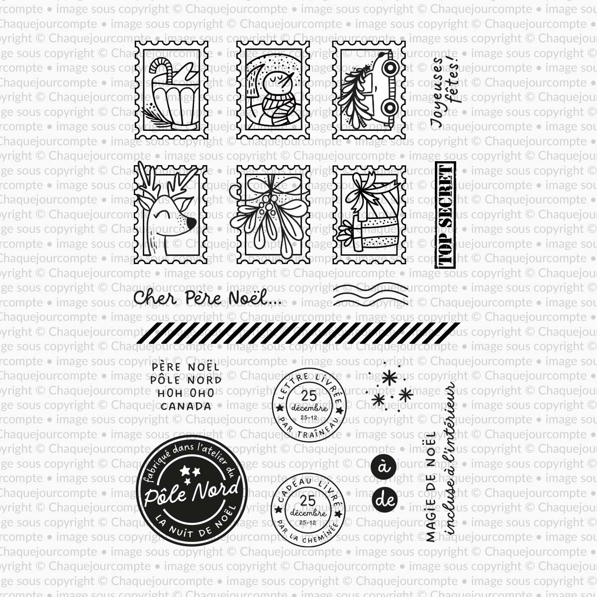Correspondance du Pôle Nord - Ensemble de 18 étampes à découper