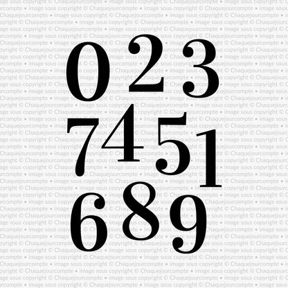 Chiffres romantiques - Ensemble de 10 étampes à découper