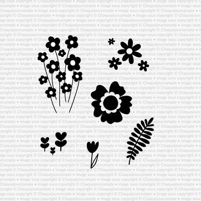 Fleurs des champs - Ensemble de 6 étampes à découper