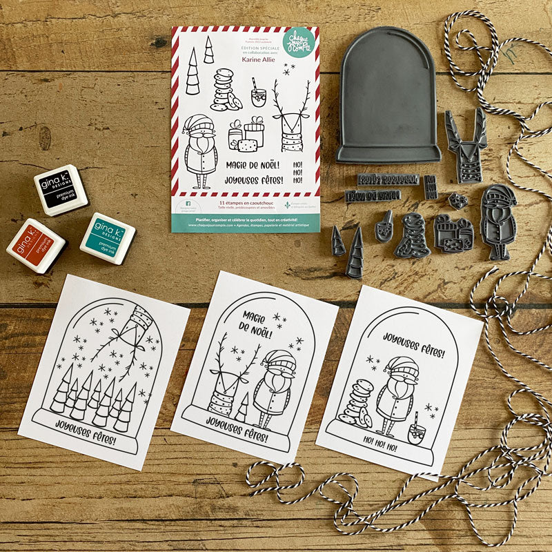 Joyeuses fêtes par Karine Allie - Ensemble de 11 étampes à découper