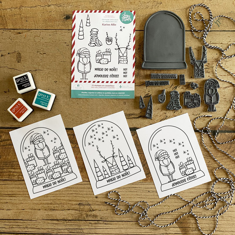 Joyeuses fêtes par Karine Allie - Ensemble de 11 étampes à découper