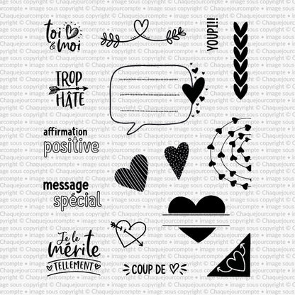 Y a de l'amour dans l'air - Ensemble de 16 étampes à découper