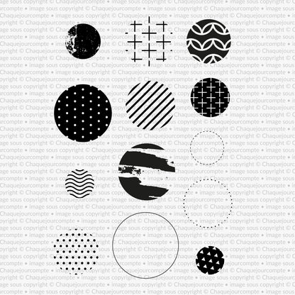 Cercles en folie - Ensemble de 13 étampes