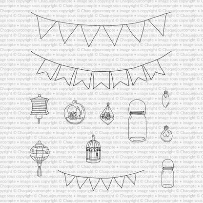 Guirlandes estivales - 12 étampes à découper