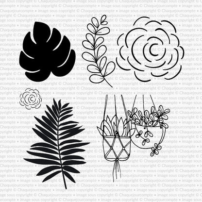 Le Botanique - Ensemble de 7 étampes à découoer