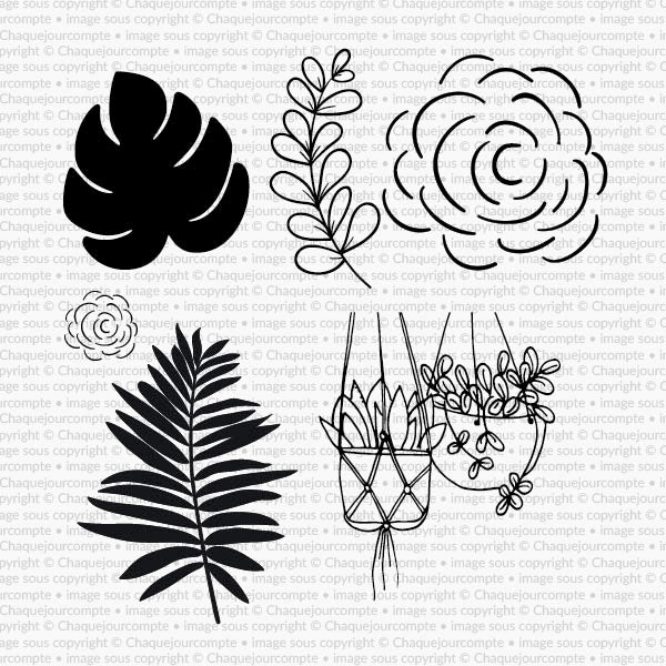 Le Botanique - Ensemble de 7 étampes à découoer