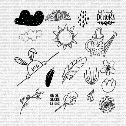 Vive le printemps! - Ensemble de 17 étampes à découper