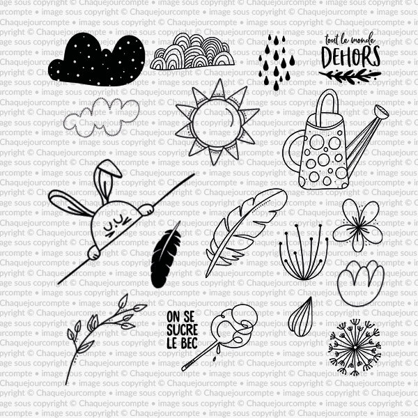 Vive le printemps! - Ensemble de 17 étampes à découper