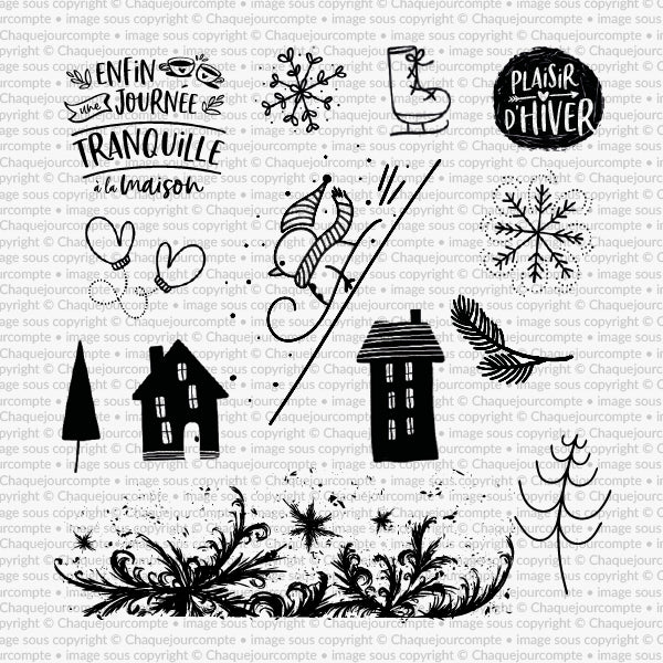 Vive l'hiver - Ensemble de 13 étampes à découper