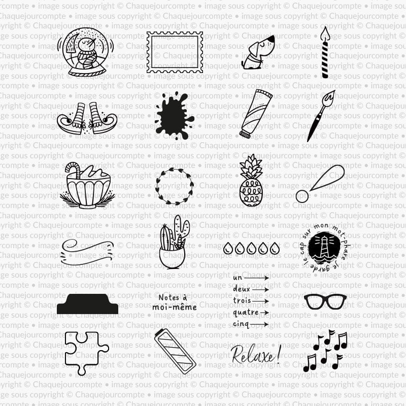 Calendrier de l'avent 2021 (Sans boîte) - Ensemble de 24 étampes à découper