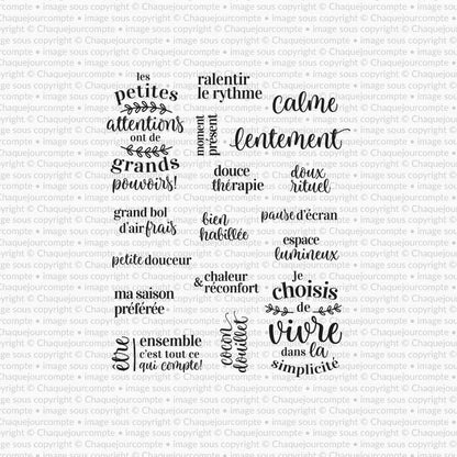 Expressions hygge - Ensemble de 17 étampes à découper