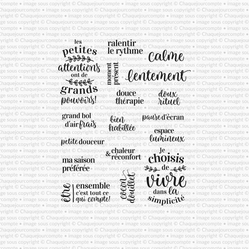 Expressions hygge - Ensemble de 17 étampes à découper