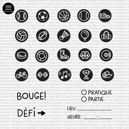 Vive le sport! - Ensemble de 23 étampes à découper