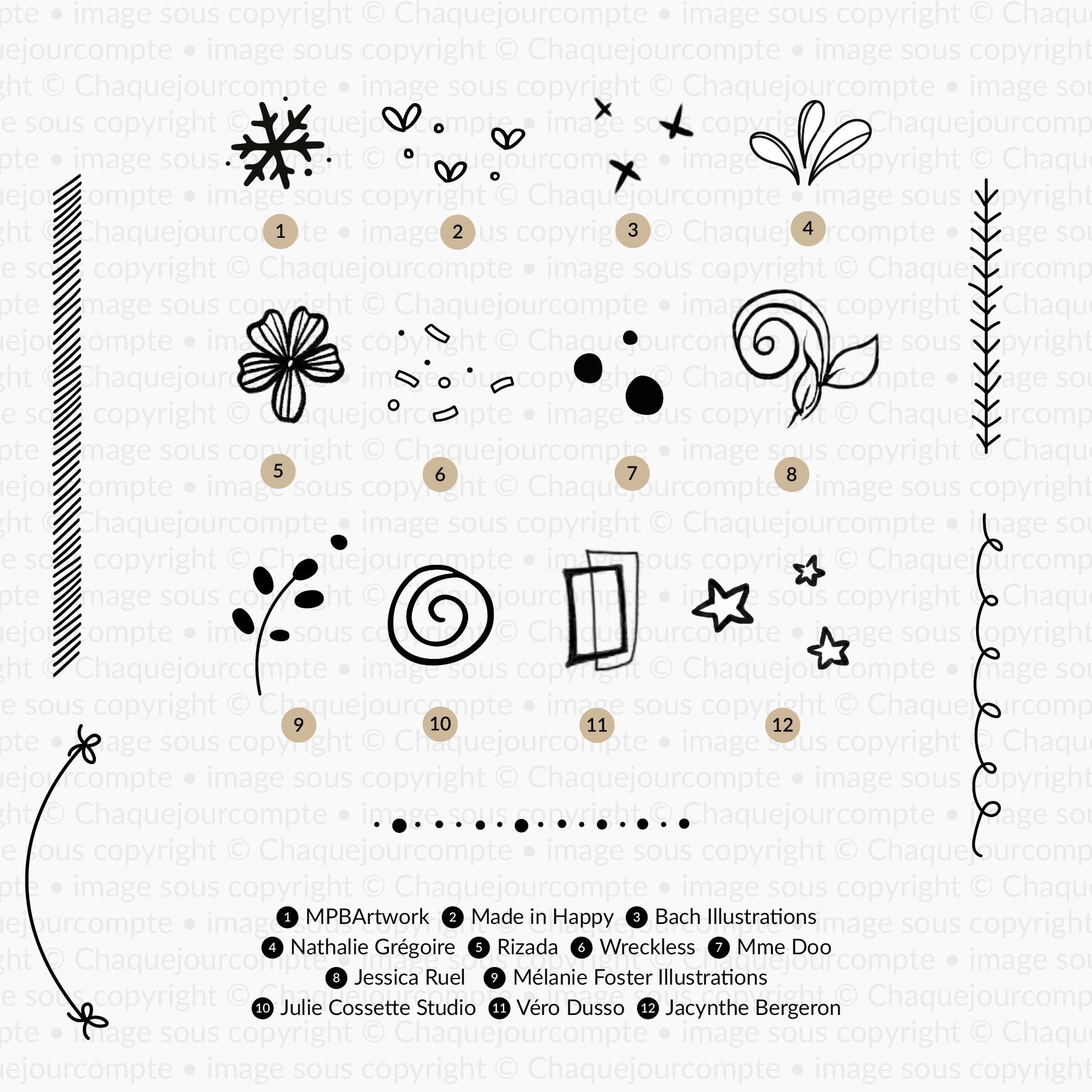 Motifs illustratrices 2020- Ensemble de 17 étampes à découper