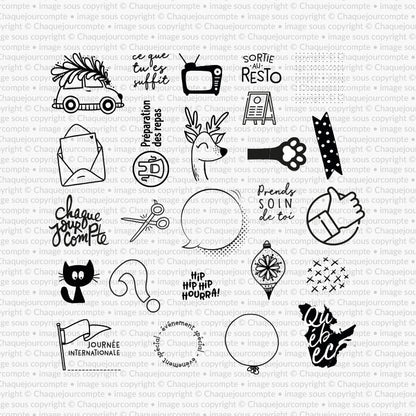 Calendrier de l'avent 2020 (Sans boîte) - Ensemble de 24 étampes à découper