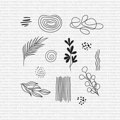 Décos abstraites - Ensemble de 13 étampes à découper