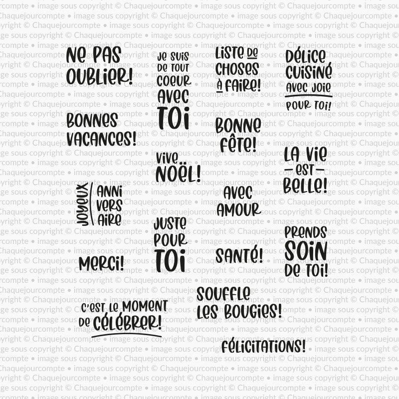 Expressions joyeuses - Ensemble de 16 étampes à découper