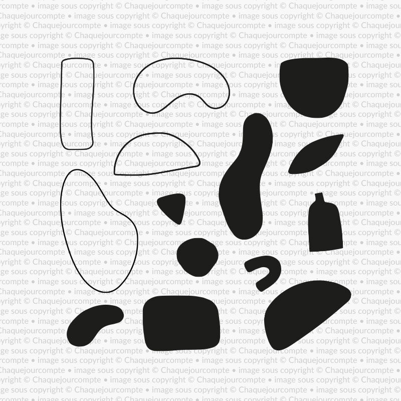 Formes abstraites - Ensemble de 14 étampes