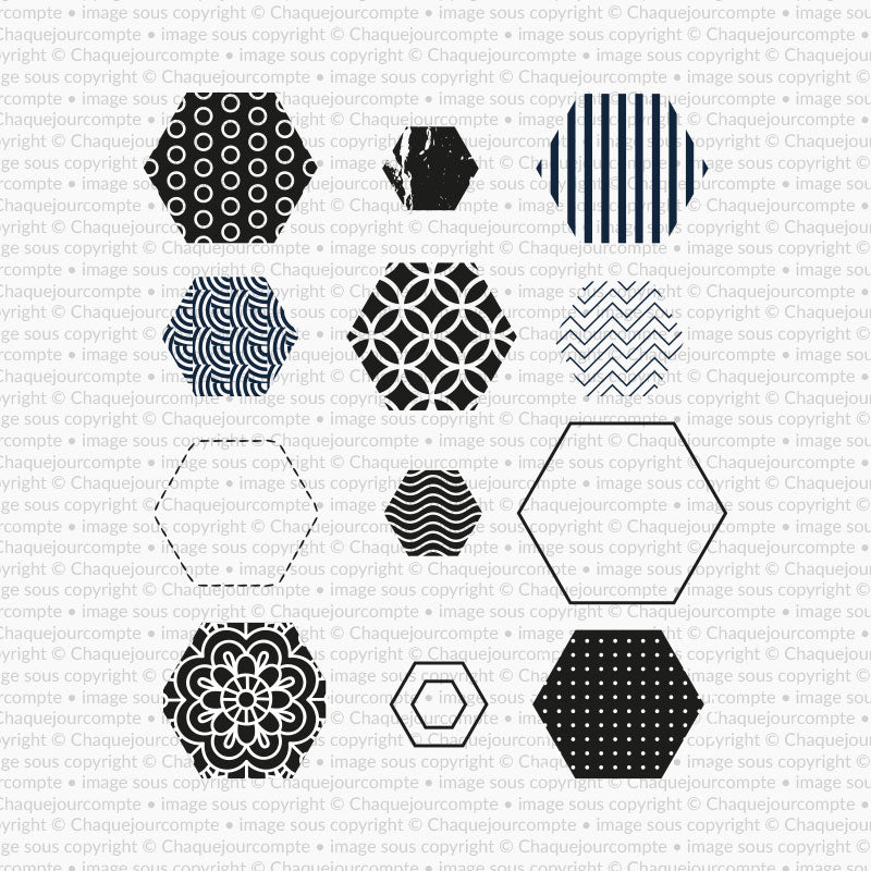 Hexagones en folie - Ensemble de 12 étampes