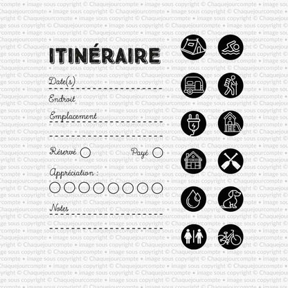 Itinéraire de vacances - Ensemble de 13 étampes à découper