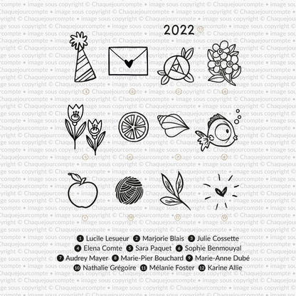 Motifs illustratrices 2022 - Ensemble de 13 étampes à découper