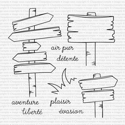 Panneaux de direction - Ensemble de 10 étampes à découper