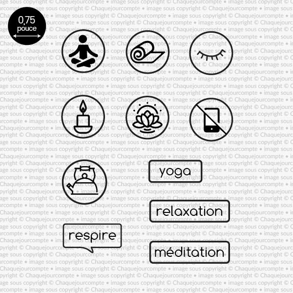 Yoga et méditation - Ensemble de 11 étampes à découper